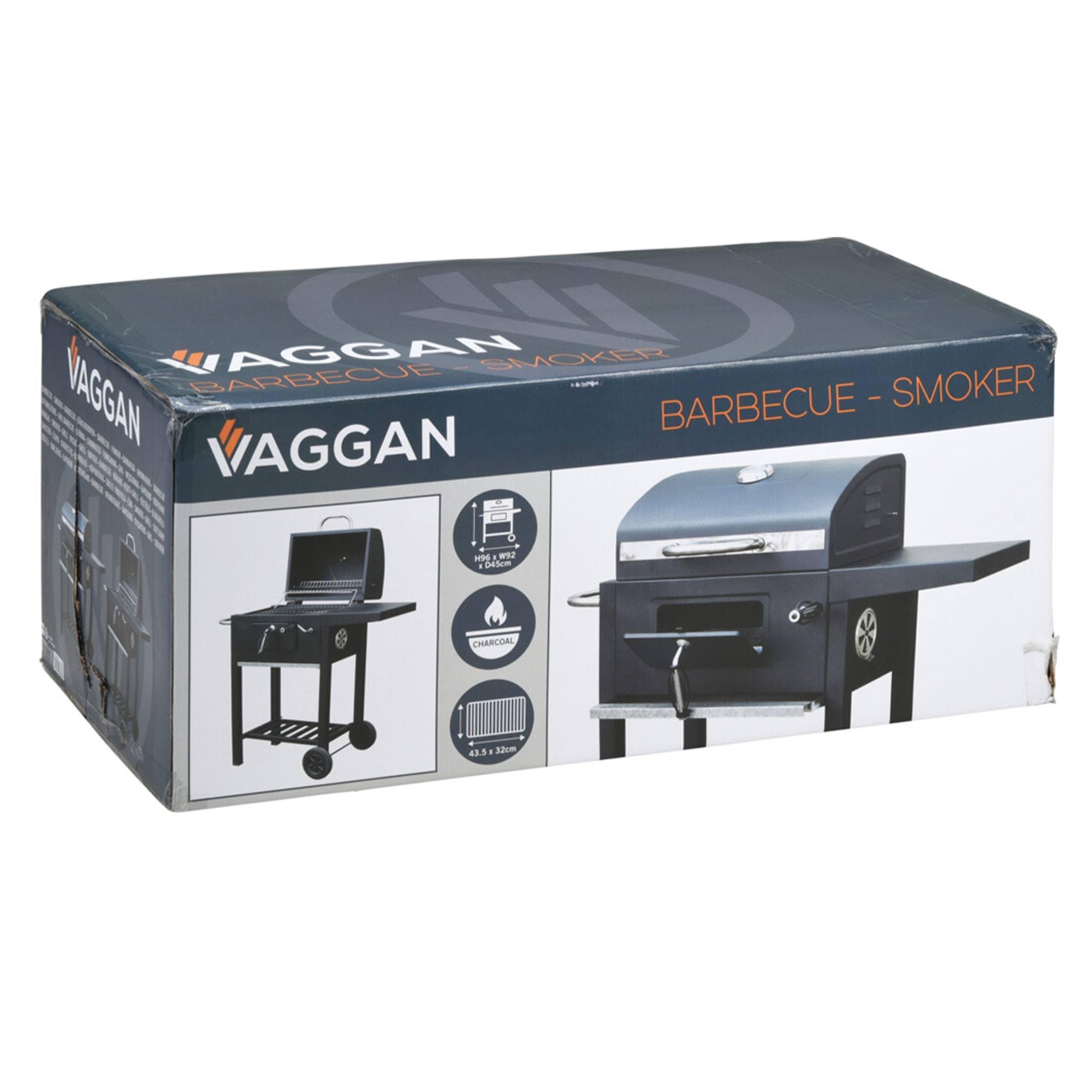 Well Home Barbacoa de carbón Color Negro con Doble Parrilla y Mesa Auxiliar H.96cm