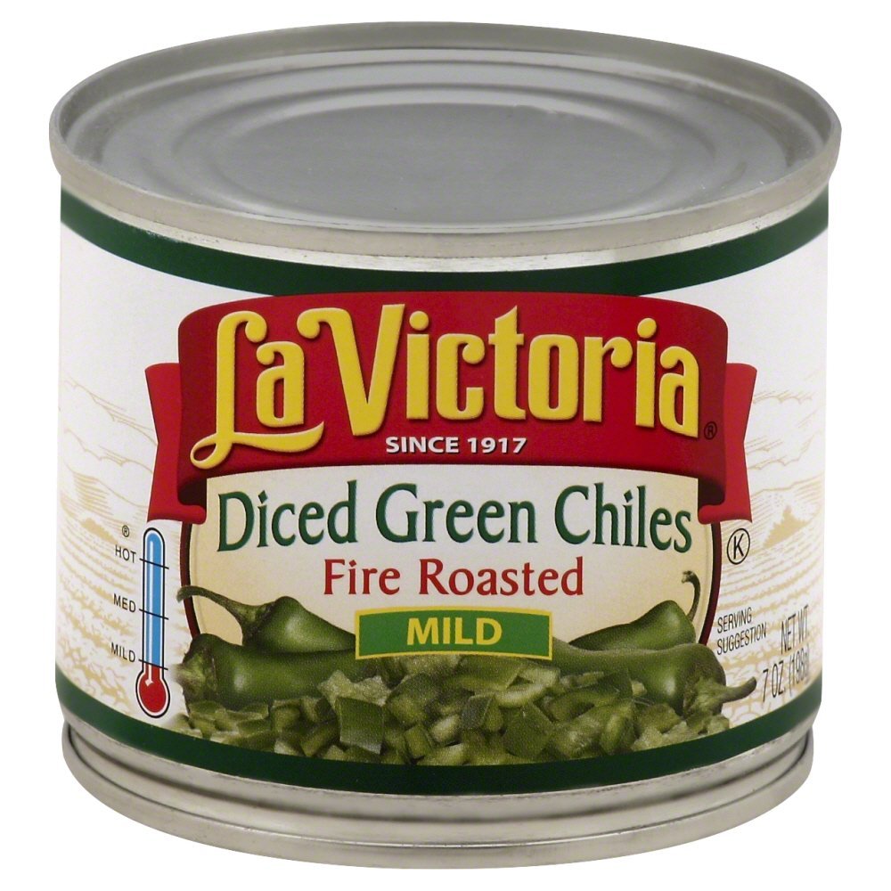 La Victoria Mild Diced Green Chili, 7 Ounce - 24 per case.