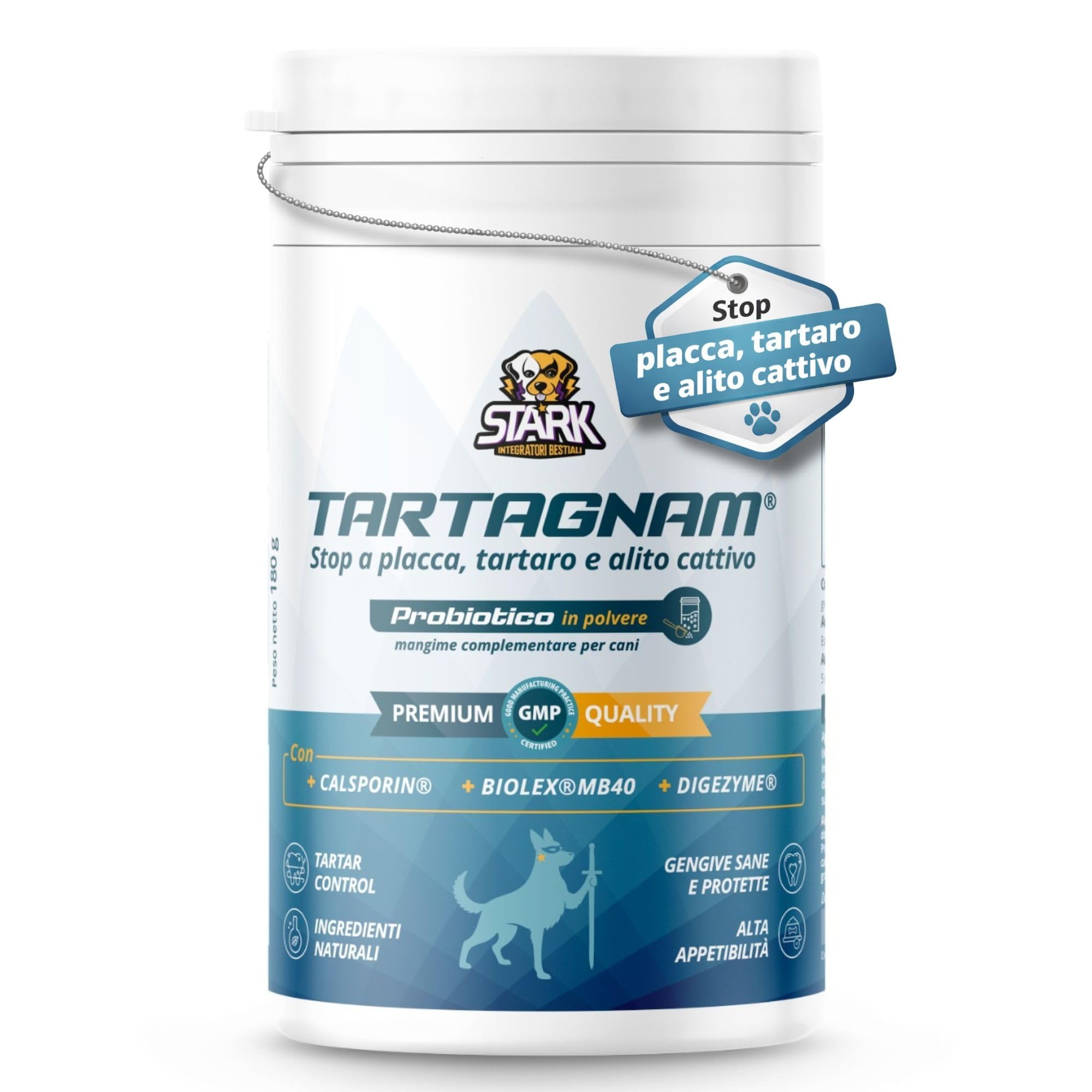 Sciogli Tartaro Denti Cane 180g Polvere Dentale per Cani Supporto Alito Cane Protezione Denti Gengive per Placca e Tartaro con Ingredienti Naturali Mangime Complementare Alta Appetibilità Igiene Orale