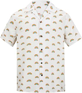 Durio Halloween Shirt for Men Pumpkin Skeleton Short Sleeve Button Down Men's Casual Shirts Gifts for Men Halloween Costume