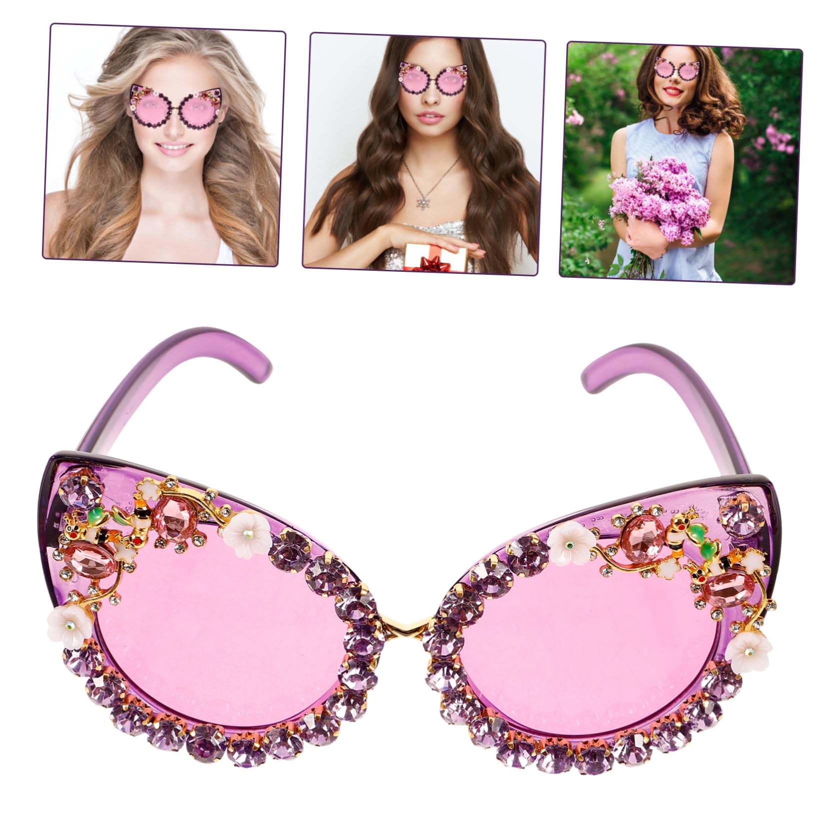 CALLARON 4pezzi Occhiali Da Sole Cat Eye Con Strass Per Donne Occhiali Con Montatura Gradiente Uv Per Attività All Aperto e Occasioni Speciali