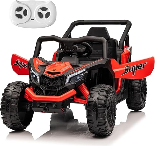 Miniatura 9 de Run Fast 24V vehículo de paseo con control remoto para padres, vehículo de paseo eléctrico para niños de 3 a 5 años, UTV todoterreno, motores 4WD de