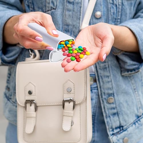 Miniatura 8 de 10 recipientes de metal rectangulares vacíos con bisagras para chicles, caramelos, menta, fácil apertura, color blanco