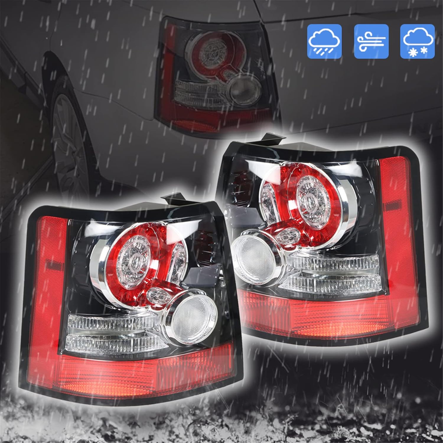 labwork LH and RH Tail Lights Replacement for Range Rover Sport 2005-2013 Tail Lamps Driver and Passenger Side