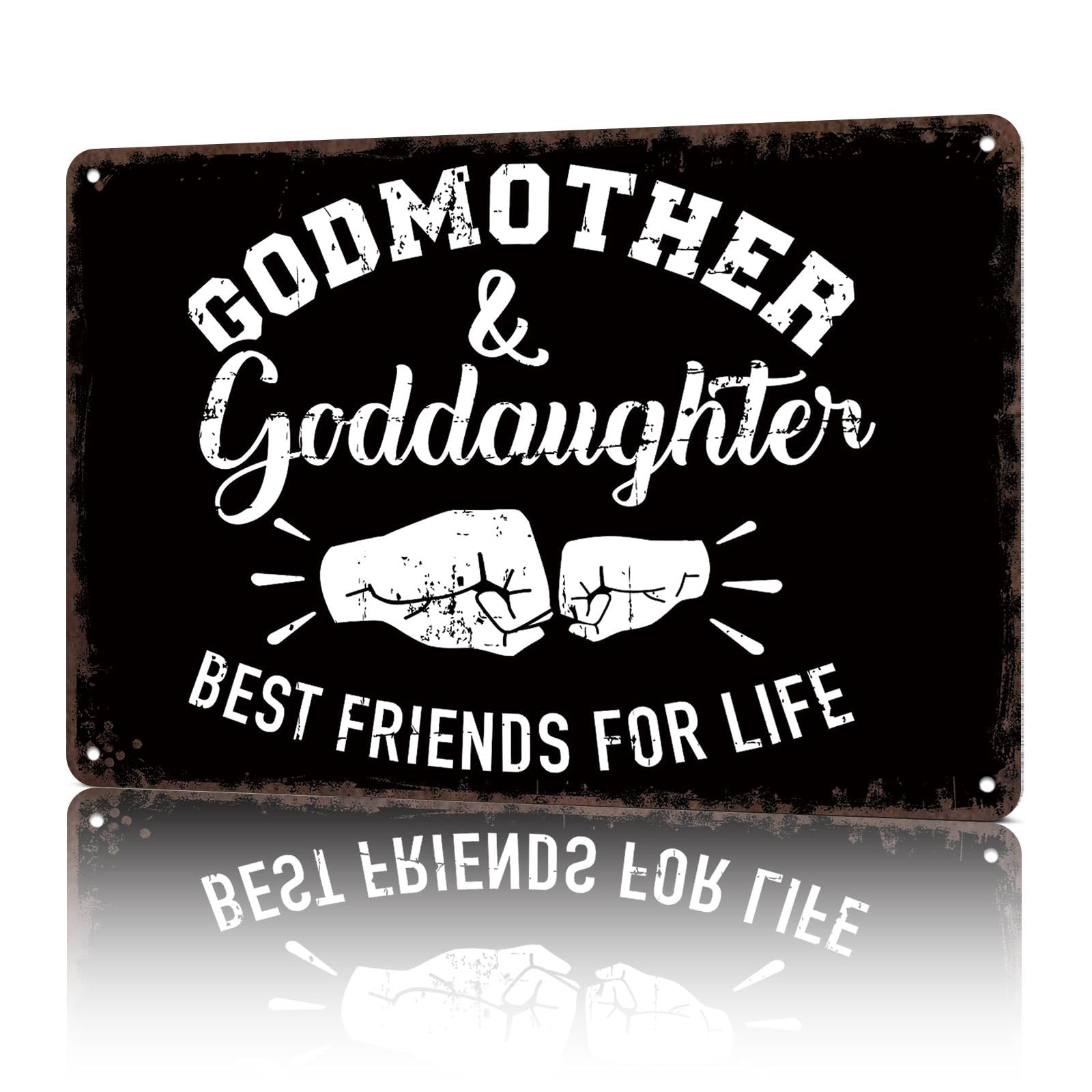 KWQDOZF Vintage Metal Signs Godmother And Goddaughter Funny Tin Sign Poster Wall Art For Home Room Bedroom Office Decor 8x12inch
