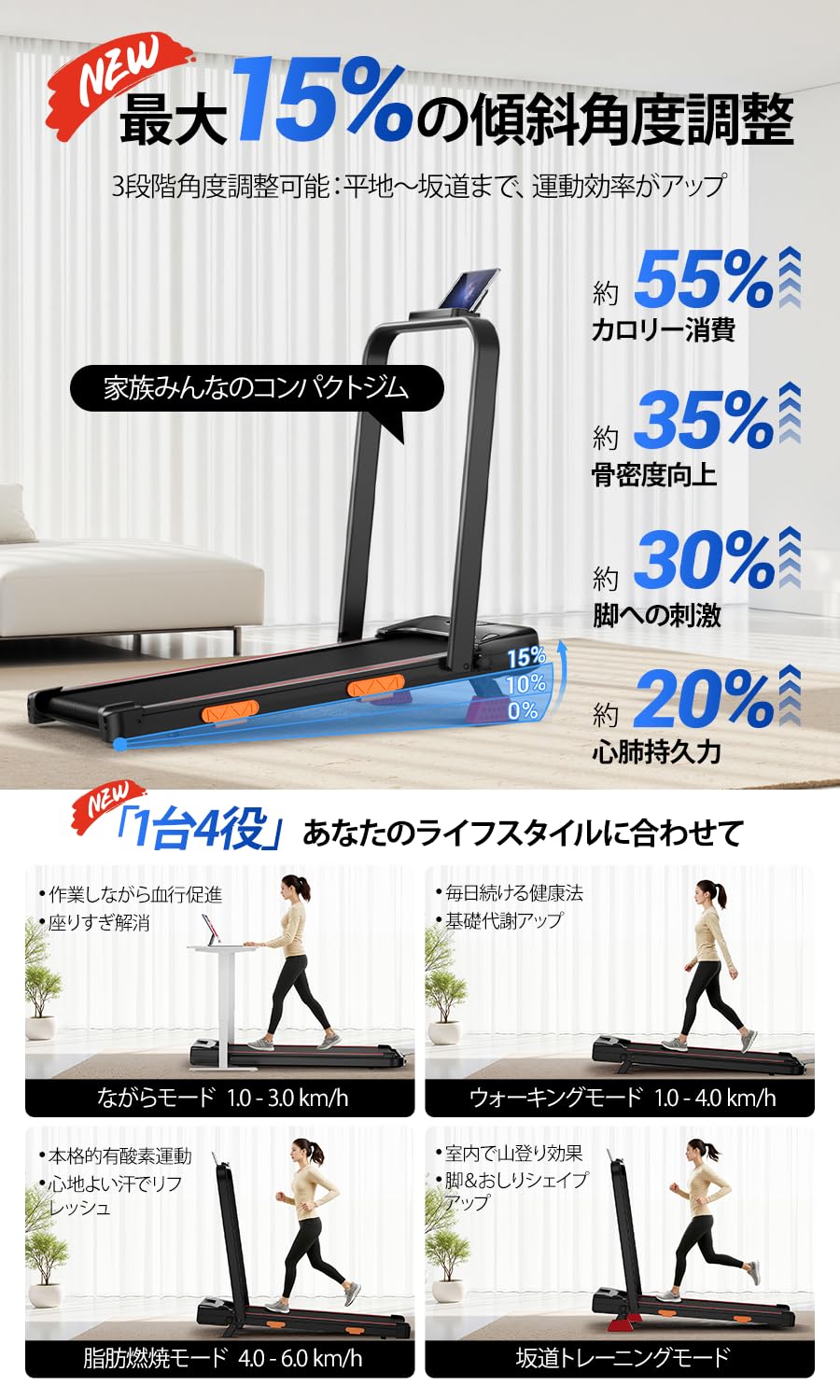 Amazon | LONTEK ウォーキングマシン コンパクト収納 折りたたみ