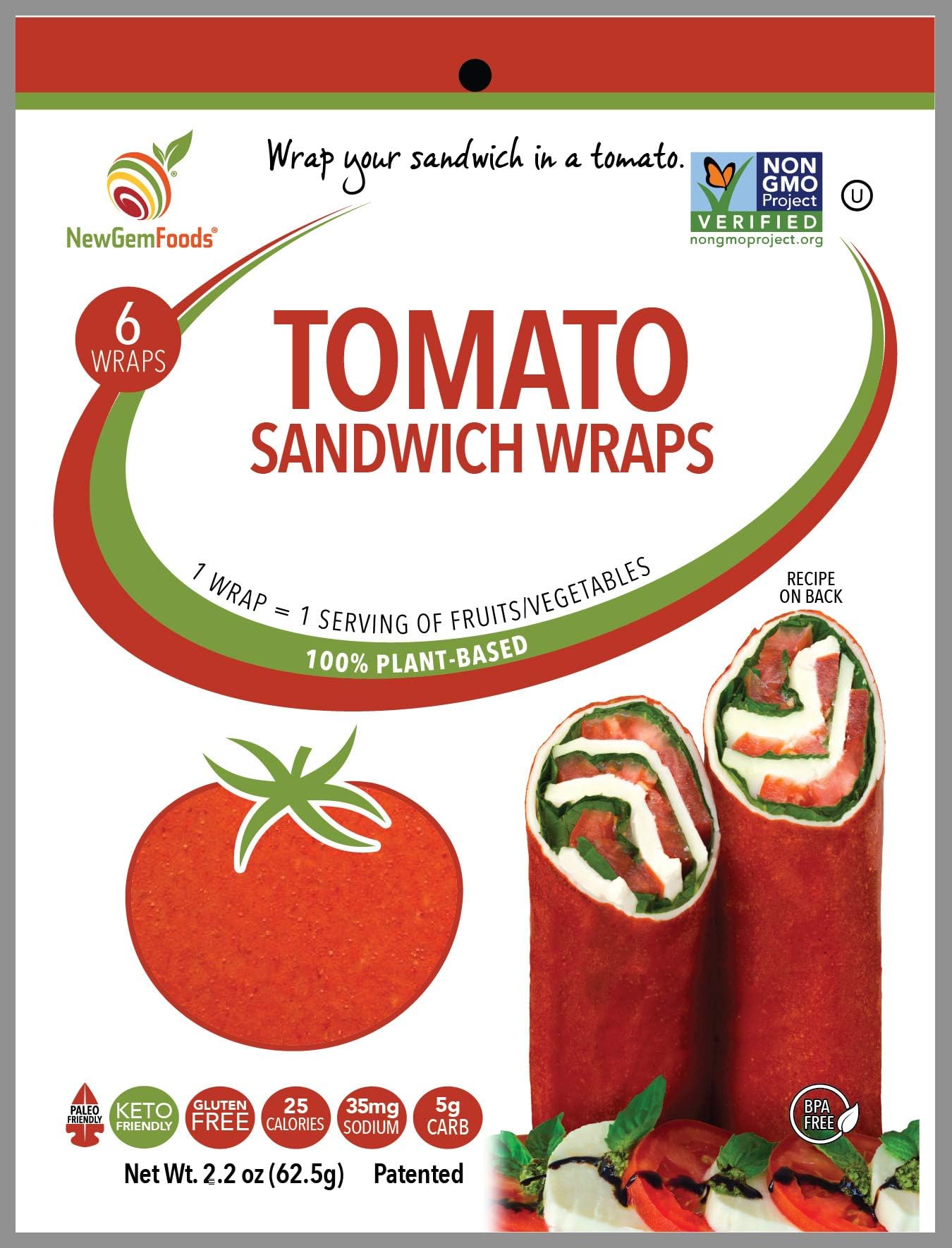 GemWraps® Tomato Sandwich Wraps 6-sheets
