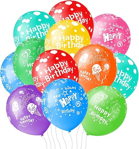 50 globos de feliz cumpleaños de 12 pulgadas para hombres y mujeres, globos surtidos para fiestas, hermosas flores impresas decoración (b)