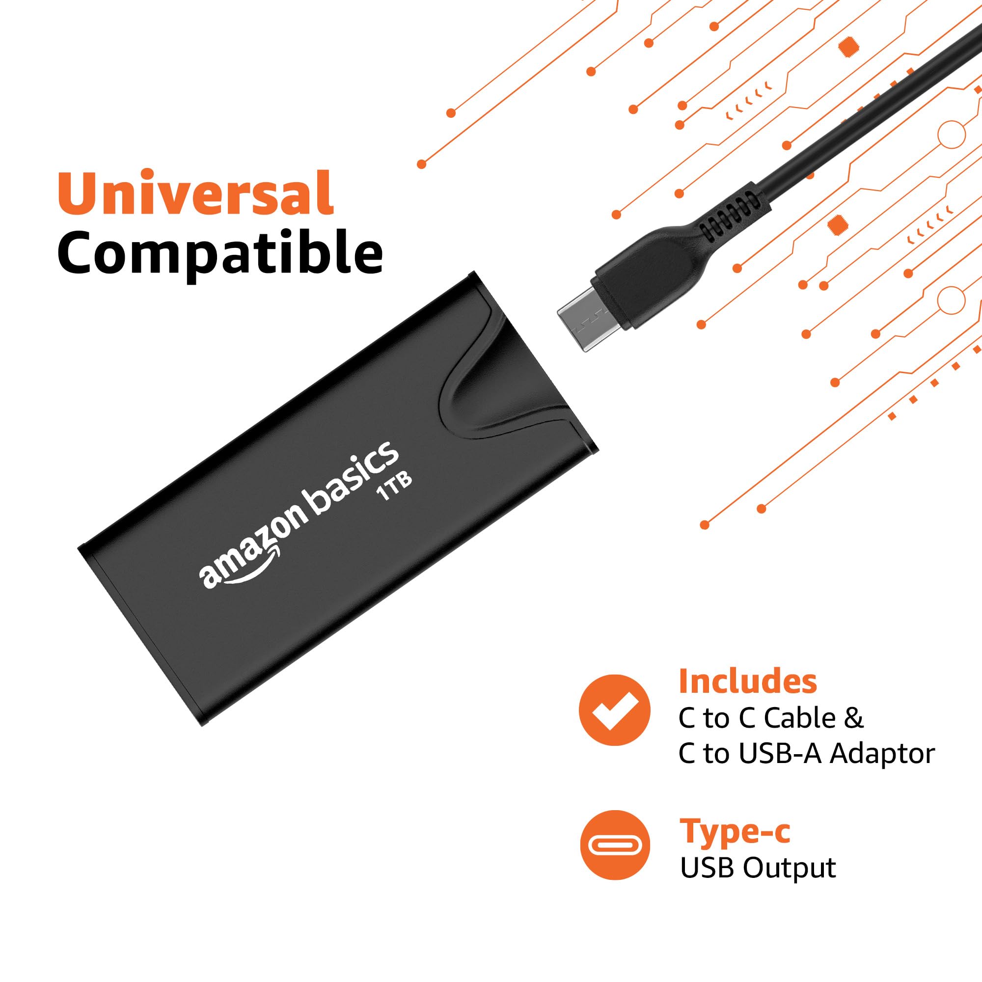 amazon basics Portable SSD 1 TB | Speed up to 2000 MB/s | USB-C