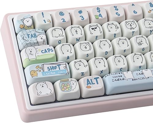 Hyekit teclas PBT MOA Profile MOGUMOGU Oso de broma lindo teclas 147 teclas juego de teclas de sublimación japonesas de dibujos animados kawaii para
