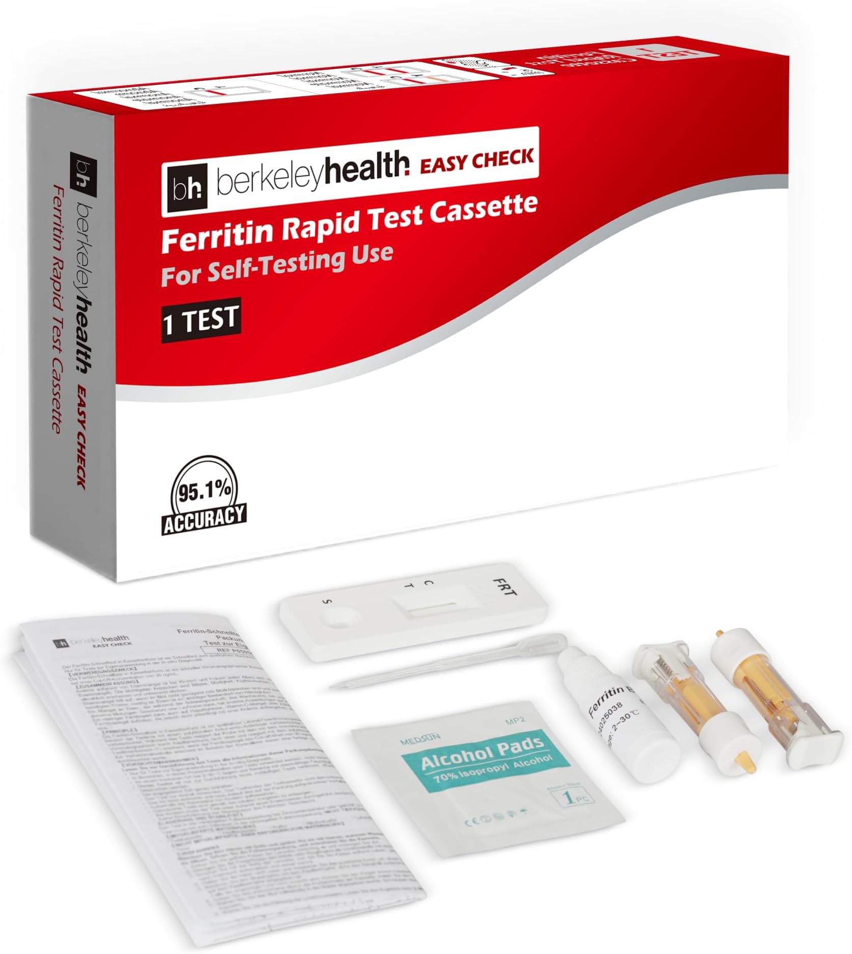 Ferritin Rapid Test Cassette by Berkeley Health (Easy Check) - Iron Level Self Test for Home Use, Clear Results in Minutes - 1 Pack