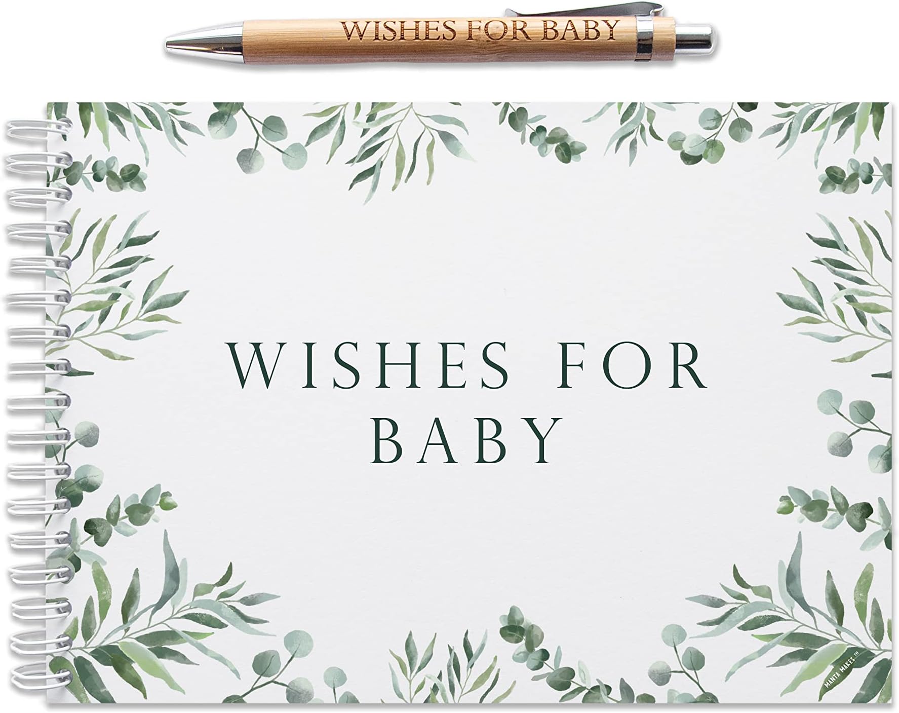 Manta Makes Baby shower baby book | wishes for baby guestbook advice with pen| baby shower games guest book | guestbook alternative baby gifts