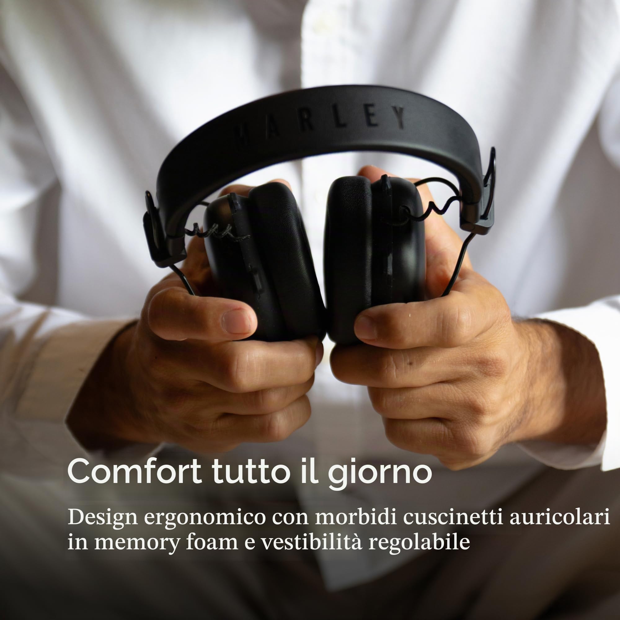 House of Marley Positive Vibration Rebel Cuffie Over-Ear ANC - Nero | Wireless Bluetooth, Cancellazione Adattiva del Rumore, Autonomia 130 Ore, IPX5, Driver da 40mm, Materiali Sostenibili