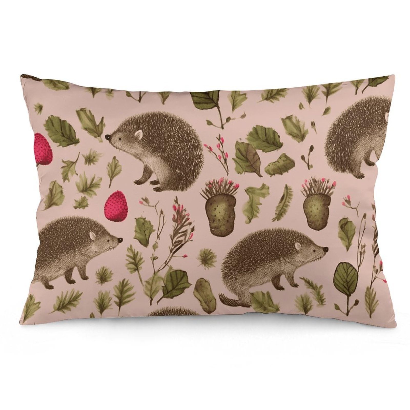 NONHAI 2 Pack Pillow Cases for Hair and Skin, Soft Breathable Pillow Case Covers with Hidden Zipper, Hedgehog Print Pillowcase 12 "x20 Pillow Covers for Sleeping Gift