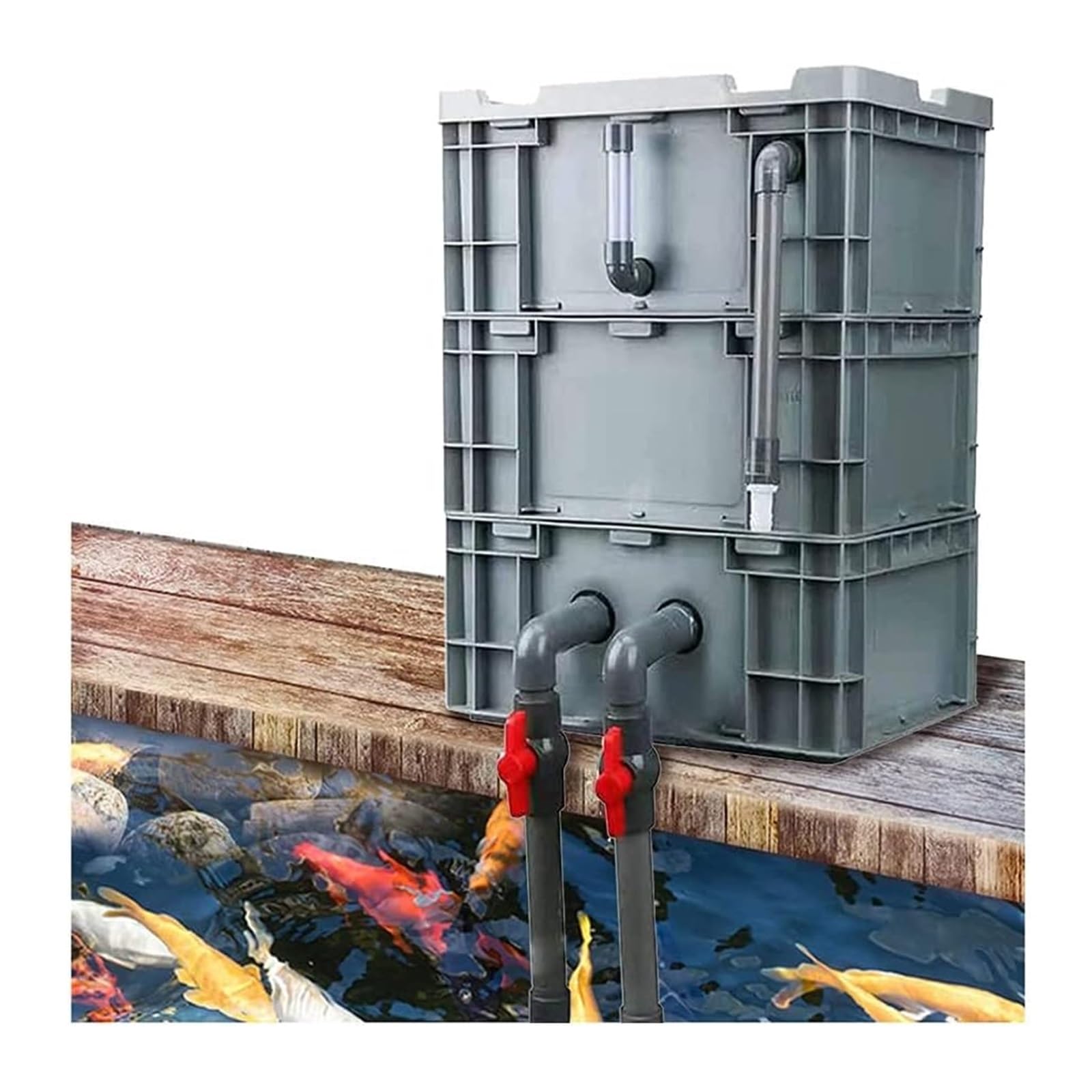 Kit De Filtro para Acuario Grande Caja Filtro Externa para Ciclo De Agua con Filtración Multietapa Y Oxigenación No Requiere Bomba Ni Material Filtrante(30x20x35cm)