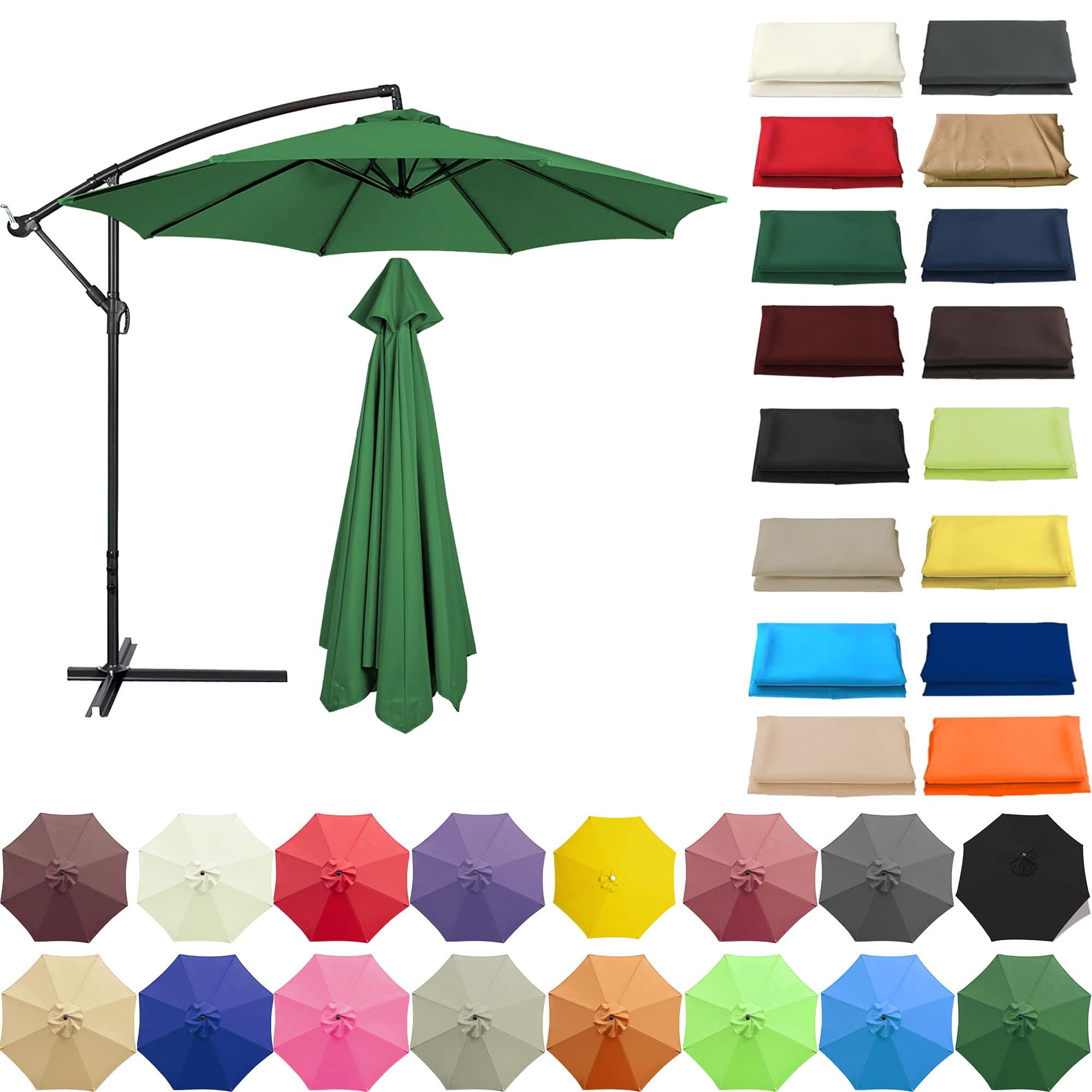 QUIYAEZY Replacement Garden Parasol Canvas 6/8 Ribs Replacement Canopy For Parasol Umbrella Replacement Cloth 2/2.3/2.5/2.7/3/3.50m Replacement Parasol Canopy Waterproof Garden Umbrella Parasol