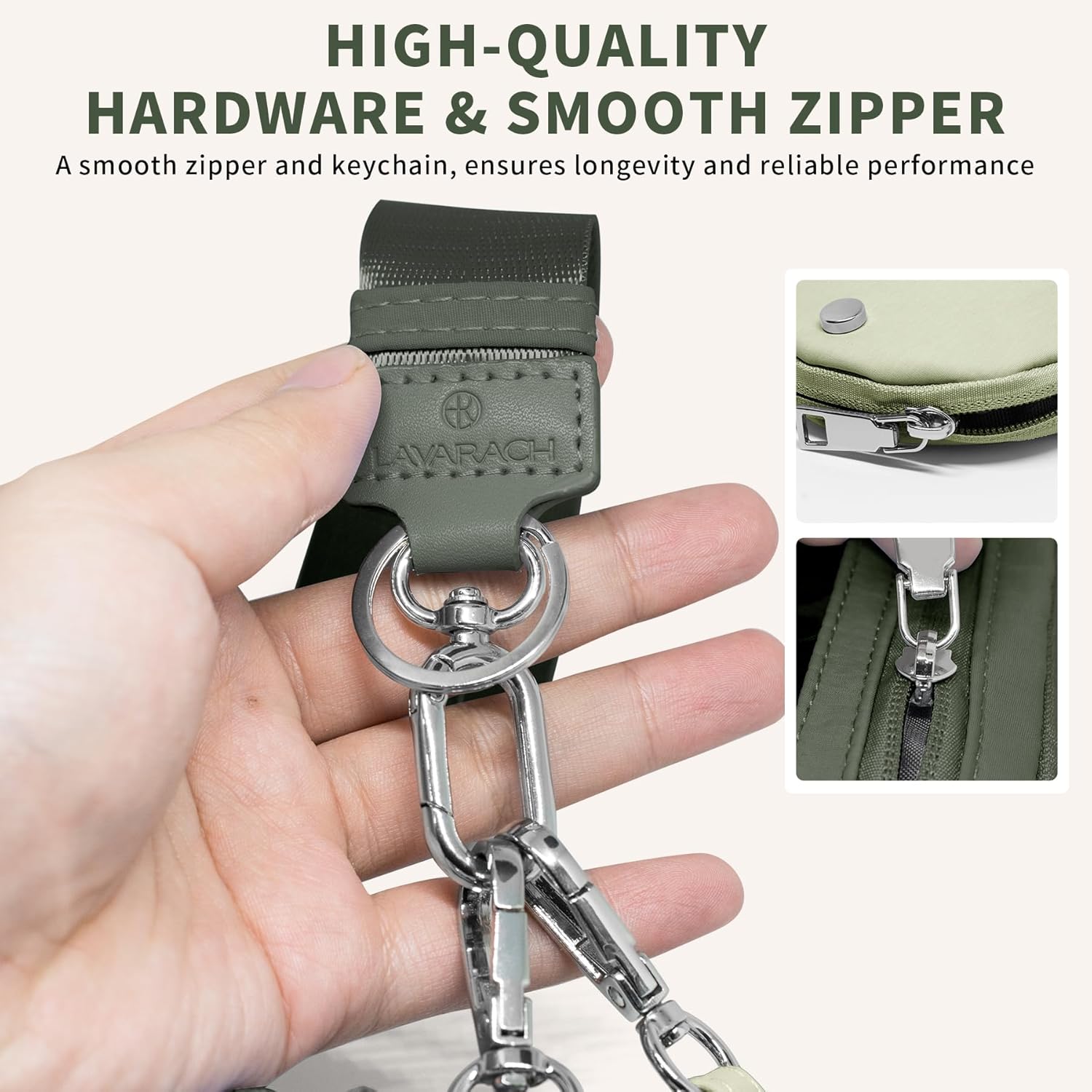 Keychain Wristlet Wallet for Women Zippered Dual Pouch Wristlet Nylon Coin Purse Small Wallet with Key Ring - Image 4