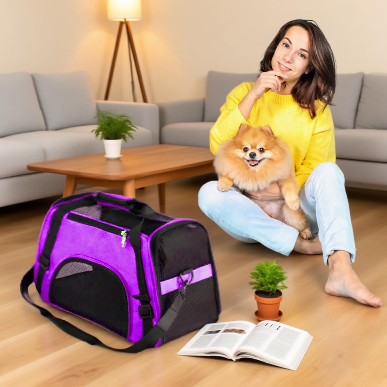 6 Pcs Cat Carrier 16.9 x 9.6 x 8.3 Inch Portable Soft-Sided Pet Carrying Bag Comfortable Foldable Bag for Small Pet Travel Under 6.6 Lbs Cat (6 Colors)