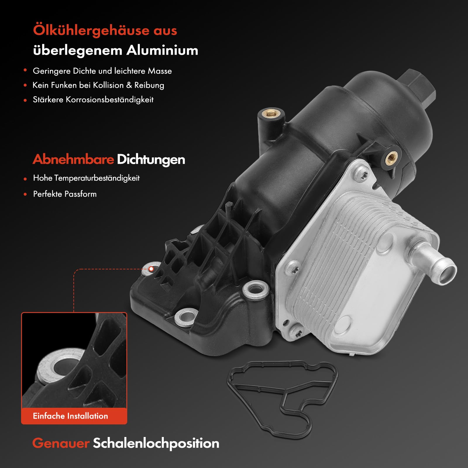 Frankberg Ölkühler Motoröl Ölfiltergehäuse Diesel Kompatibel mit i20 PB PBT i30 FD GD i40 VF iX20 JC Accent III MC Replace# 263102A520