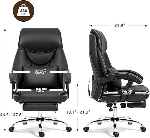 Miniatura 3 de ECOTOUGE Silla de oficina ejecutiva, silla ergonómica de escritorio para computadora grande y alta con masaje, silla de oficina en casa con respaldo