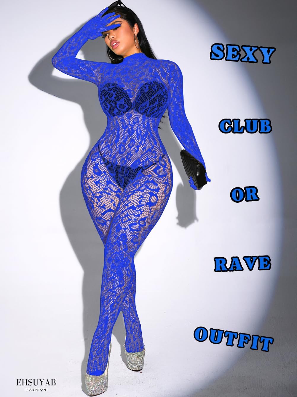 Sexy Lace Leopard Jumpsuit For Women, Fishnet Bodysuit Glow Party Club, Poster One Piece Mesh Full Body Rave Outfits - Image 6