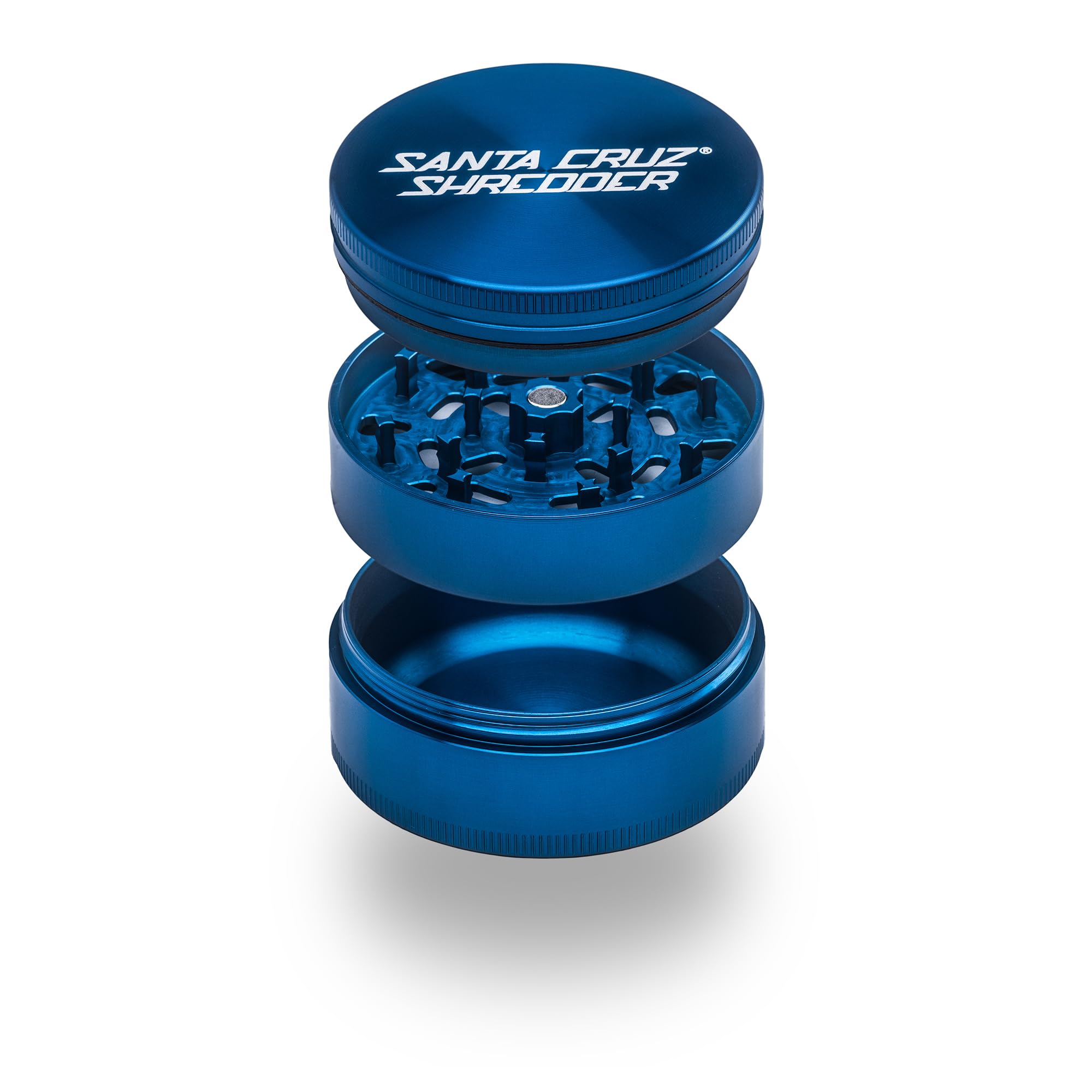 Metal Herb Grinder Knurled Top for Stronger Grip 3-Piece Large 2.7" (Blue)
