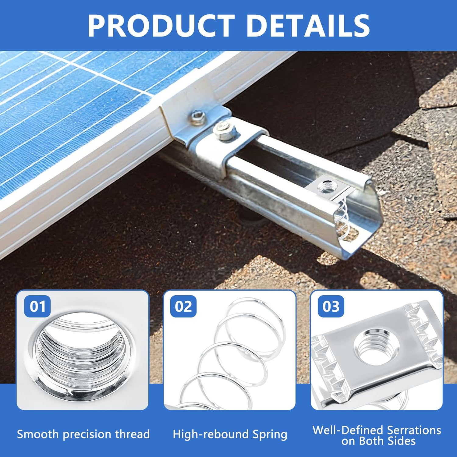 3/8"-16 Strut Channel Nuts,100-Pack Long Spring Nuts with Electroplated Finish for Unistrut Channel and Solar Panel Mounting