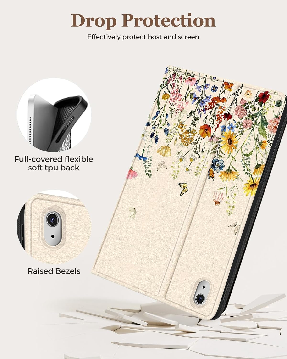 Wazzasoft for iPad A16 11th 2025/10th Gen 10.9 inch Case,Vint Flowers image 4