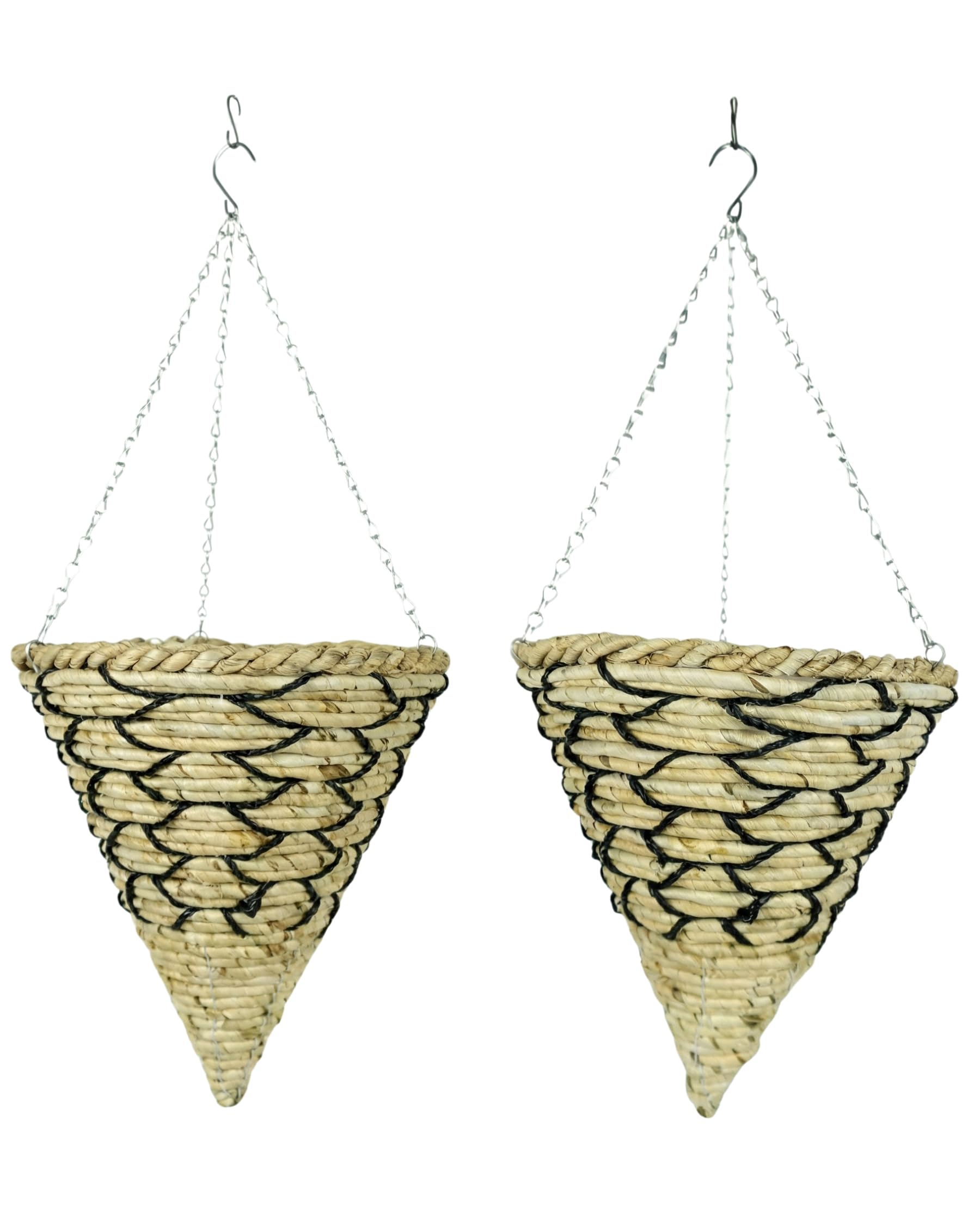 Panier suspendu cône lot de 2 en herbe aquatique pour plantes et fleurs de balcon