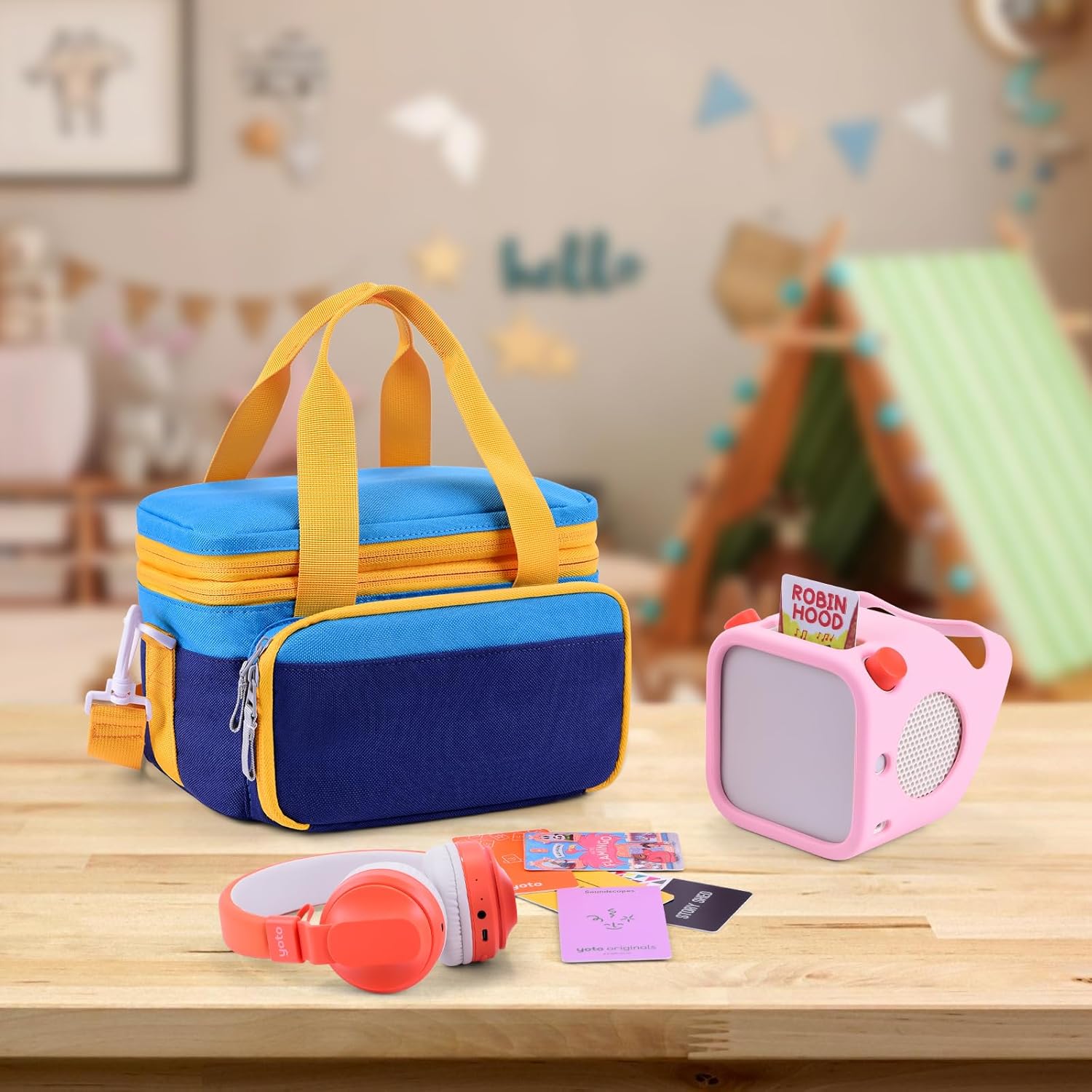 Carrying Case for Yoto Player 3rd Generation – Travel Storage bag with 36 Card Slots for Audio Speaker/Headphone/Cards (Blue) - Image 6