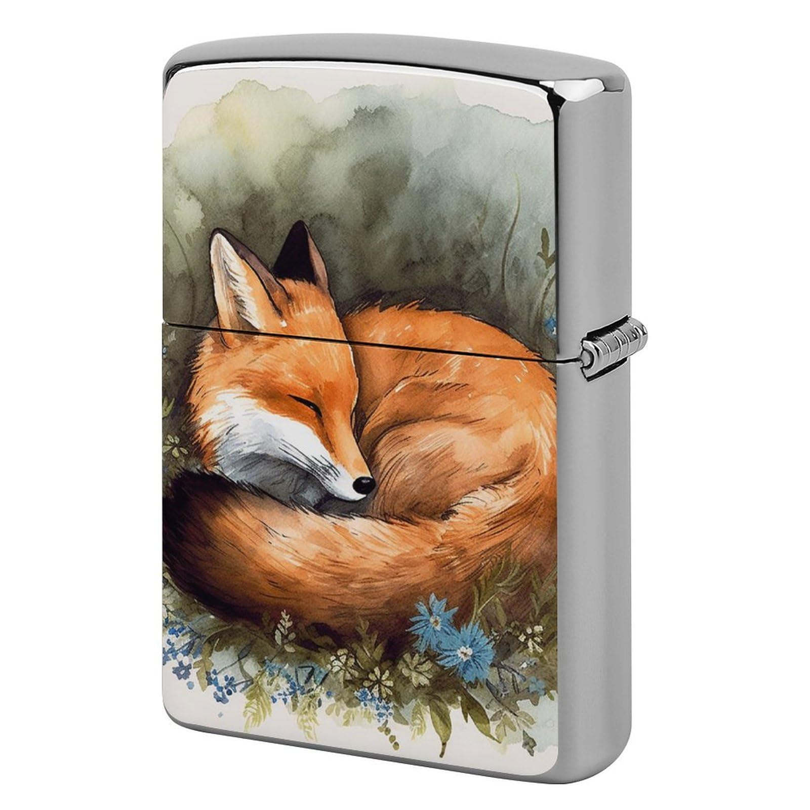 A Sleeping Fox Lighter Case for Men, Personalized Lighter Cover for Valentine's Day Gifts, Flip-Top Lighters Shell for Outdoor, Portable Lighters Protective Sleeve