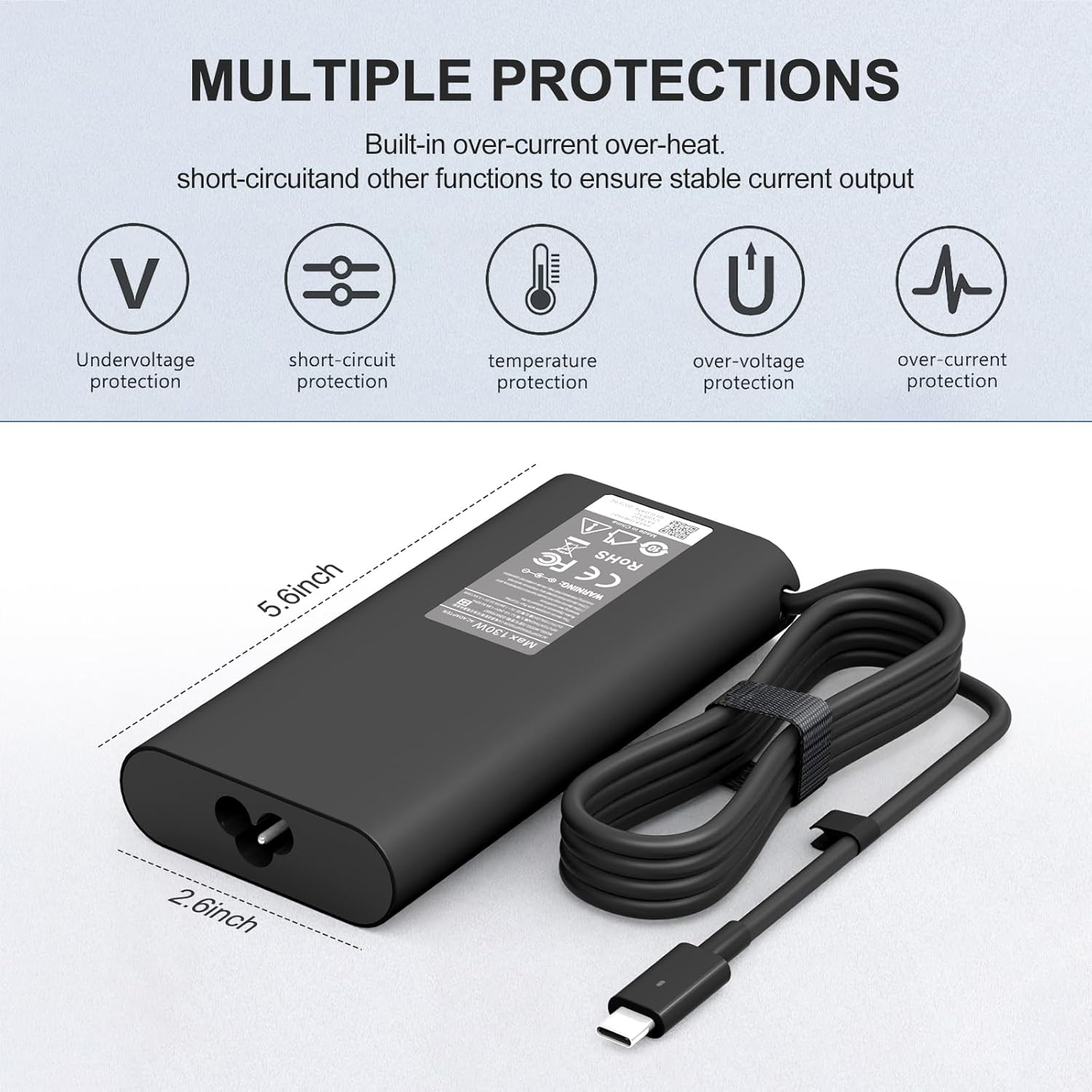 Replacement for 130W Dell Laptop Charger USB C Compatible with Dell XPS 15 17 2in1 9510 9500 Latitude 9510 5420 5520 Precision 5530 2in1 HA130PM170 DA130PM170