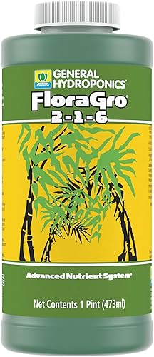 General Hydroponics FloraGro 2-1-6 Alimento vegetal, sistema avanzado de nutrientes de la serie Flora, para aplicaciones hidropónicas y plantas en