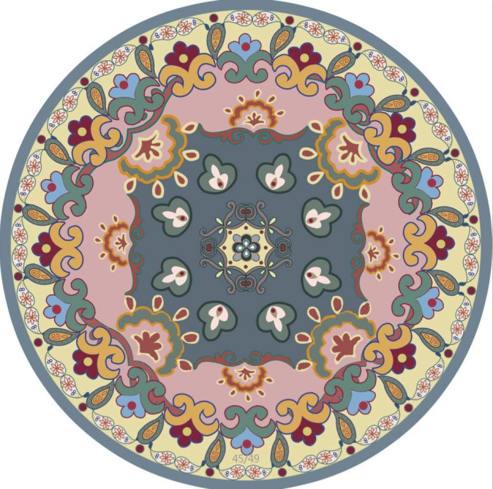 Tapis rond folklorique nordique isolant et doux sous table basse