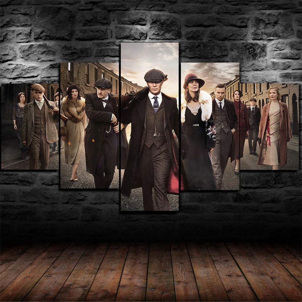 Bilder Kunstdrucke Moderne Druck Malerei Hintergrund Dekoration Modulare 5 Teiliges Wandbild Filmfigur Peaky Blinder Poster Wandkunst Leinwand Creative Geschenk Kunstwerk 150X80