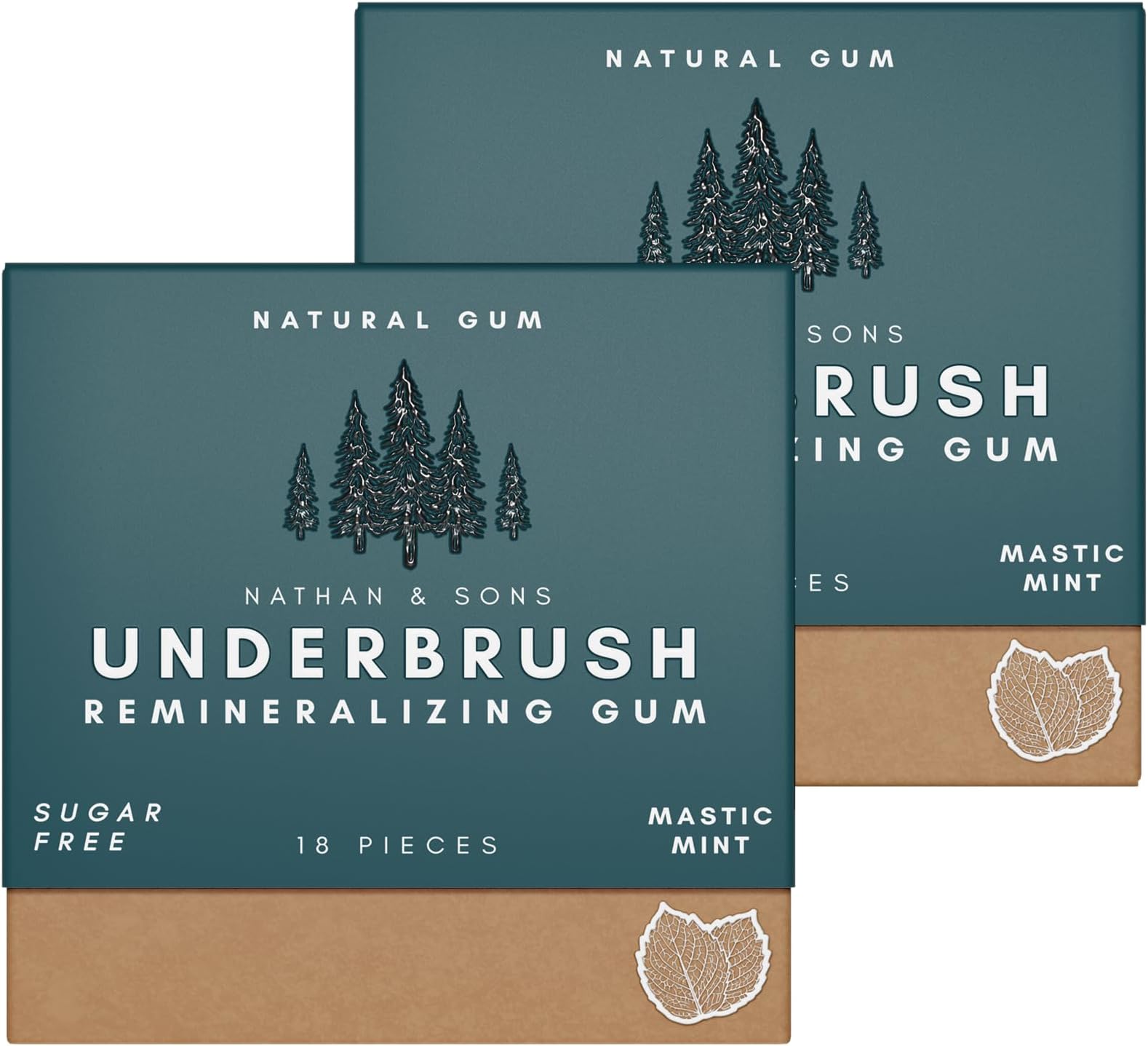 Underbrush Mastic Mint Remineralizing Gum, Sugar Free Xylitol, 2 Pack