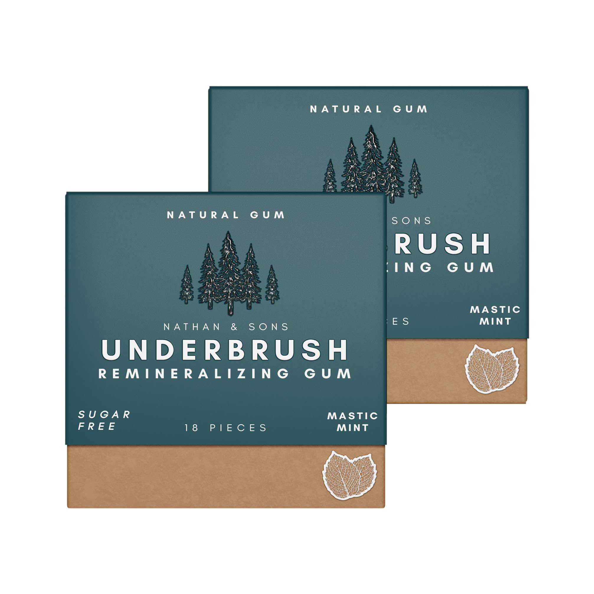 Underbrush Mastic Mint Remineralizing Gum, Sugar Free Xylitol, 2 Pack