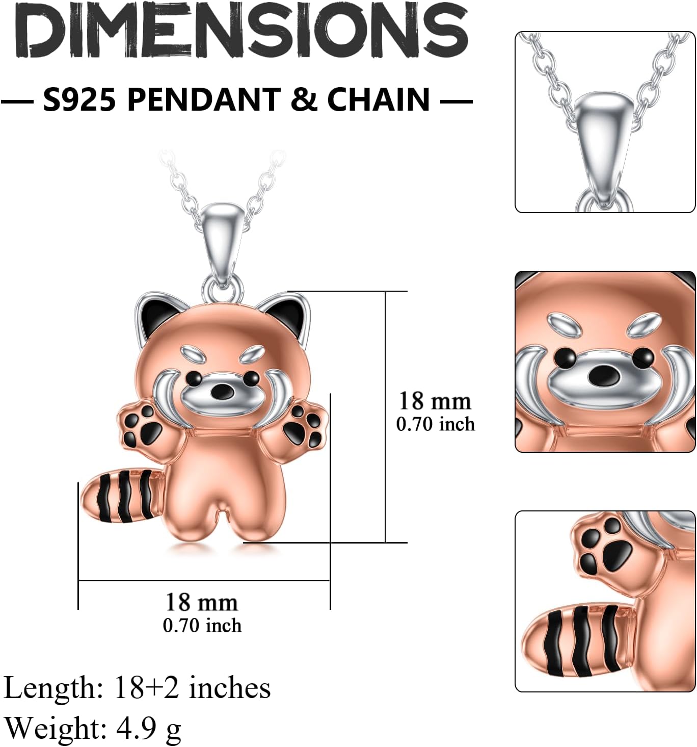 SIMONLY Red Panda Gifts 925 Sterling Silver Red Panda Necklace Jewelry for Women Daughter Friends BFF - Image 6