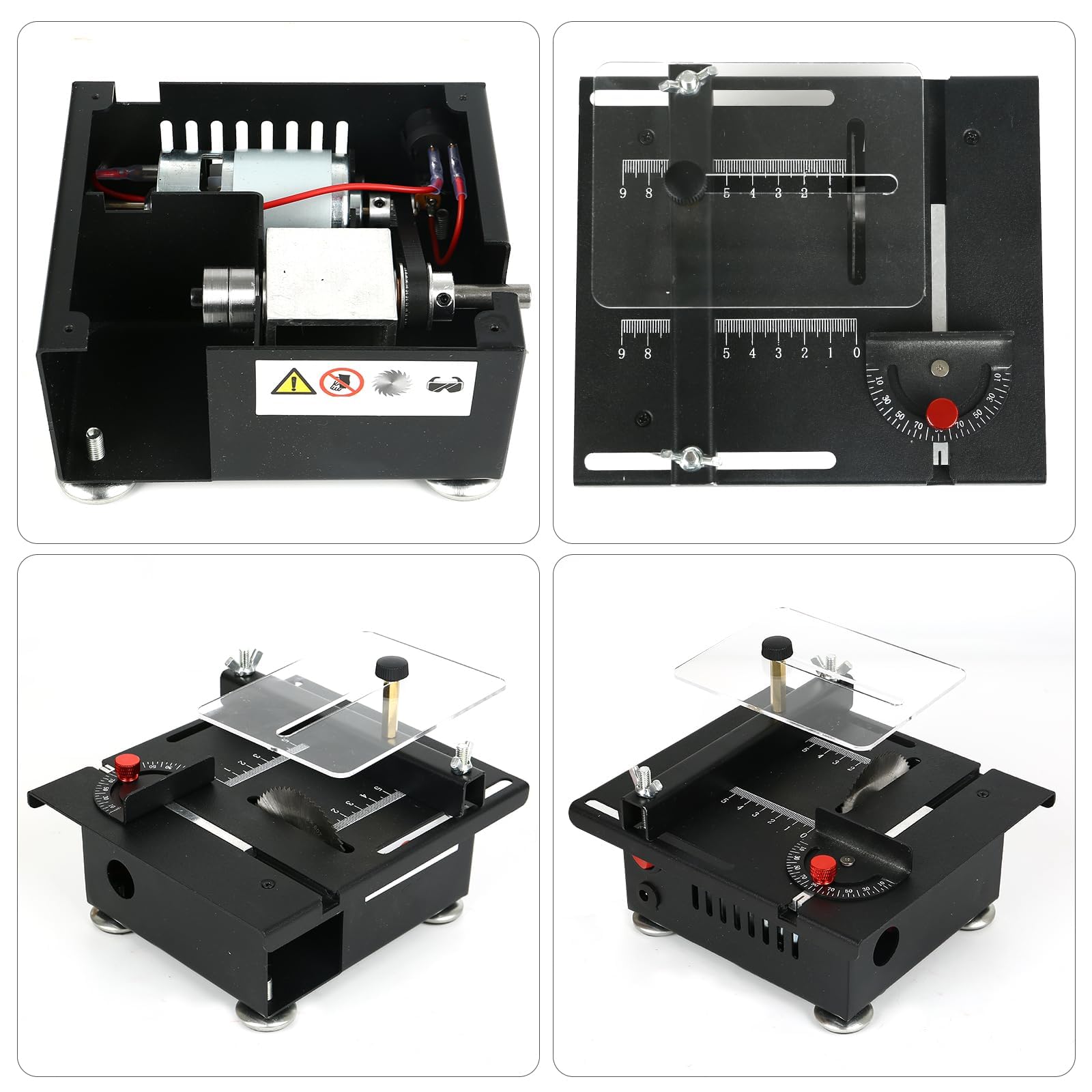 Mini Scie Circulaire Sur Table 100W Portable, avec 4 Lames, Vitesse Réglable, épaisseur de coupe de 0,1 à 16 mm, pour bricolage précis l'artisanat et la menuiserie fait main en bois