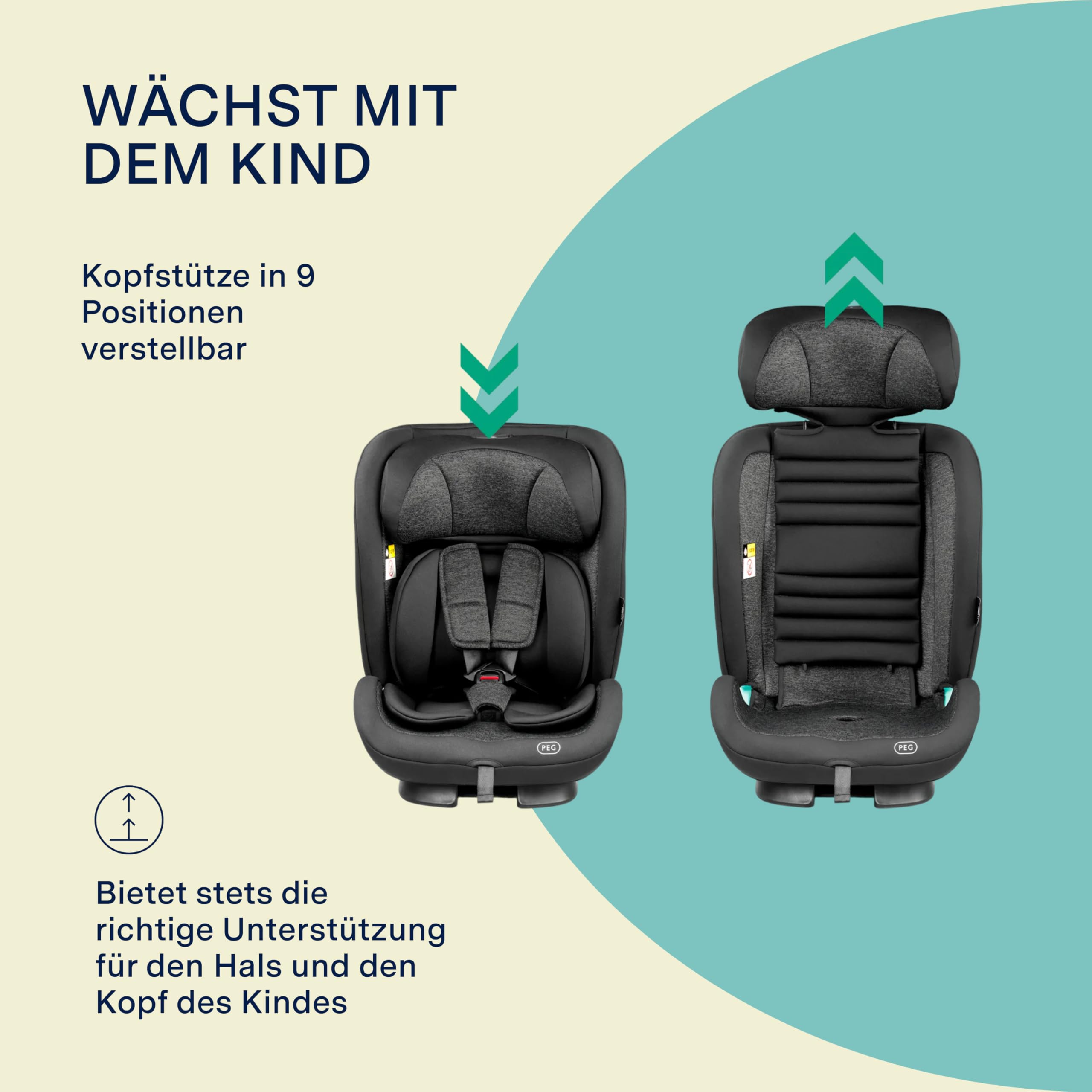PEG VIAGGIO TT Evolutiver und neigungsverstellbarer i-Size-Autositz, zugelassen für Kinder von 76 bis 150 cm Körpergröße (ca. 15 Monate bis 12 Jahre).