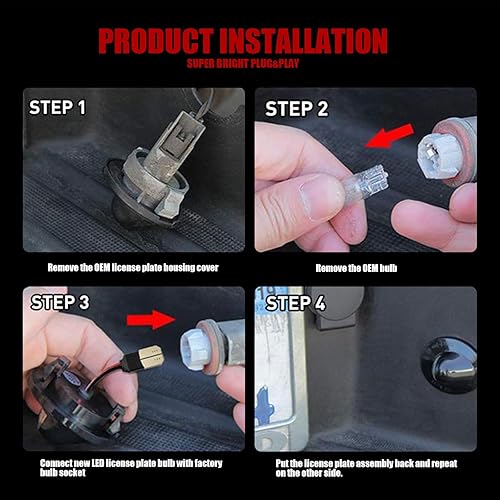 Miniatura 6 de Conjunto de 2 lámparas LED para placa de automóvil, 6500 K impermeables, luces de etiqueta de PC con luz blanca brillante, accesorios de luz para