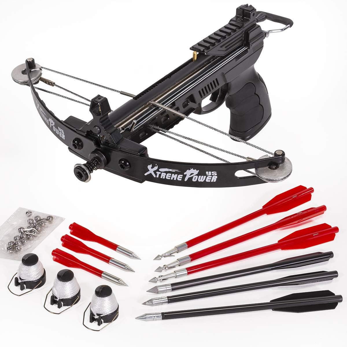 XtremepowerUS 140fps Archery Equipment Self-Cocking Pistol Crossbow Pistol Type Hunting Bow Fishing Crossbow w/Arrows Packages