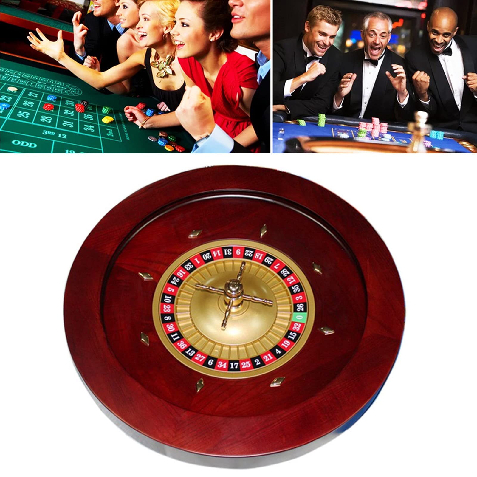 Holz-Roulette-Rad-Set mit Einzel-Null-Layout, Casino-Qualität, Präzisionskugellager, Flugzeug-Aluminiumschale, perfekt für einen Spielabend zu Hause oder eine Club-Party-Süßigkeiten