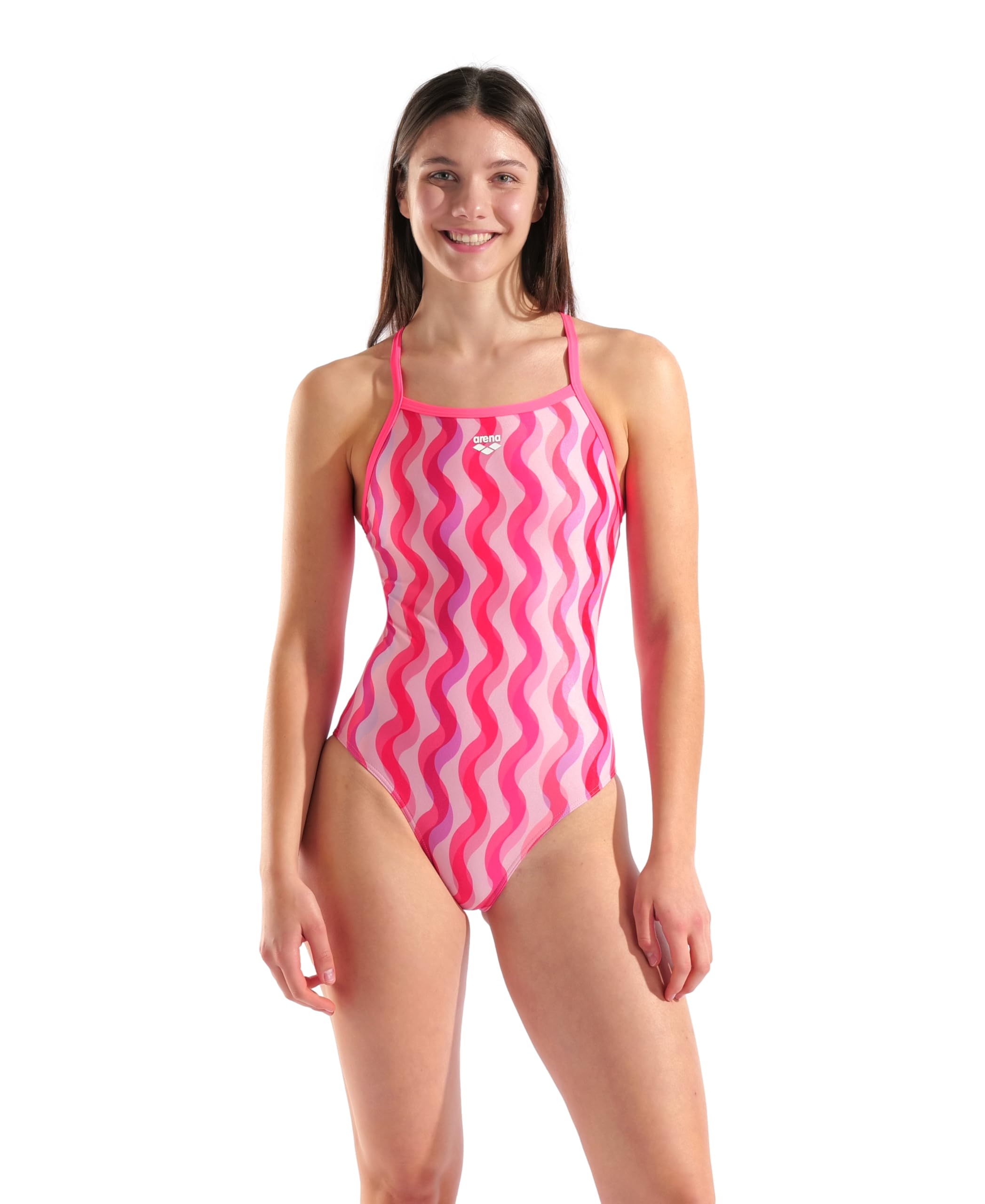 Arena Damen Arena Performance Women's Breast Cancer Collection Ripple Light Drop Back Swimsuit Badeanzug (1er Pack)