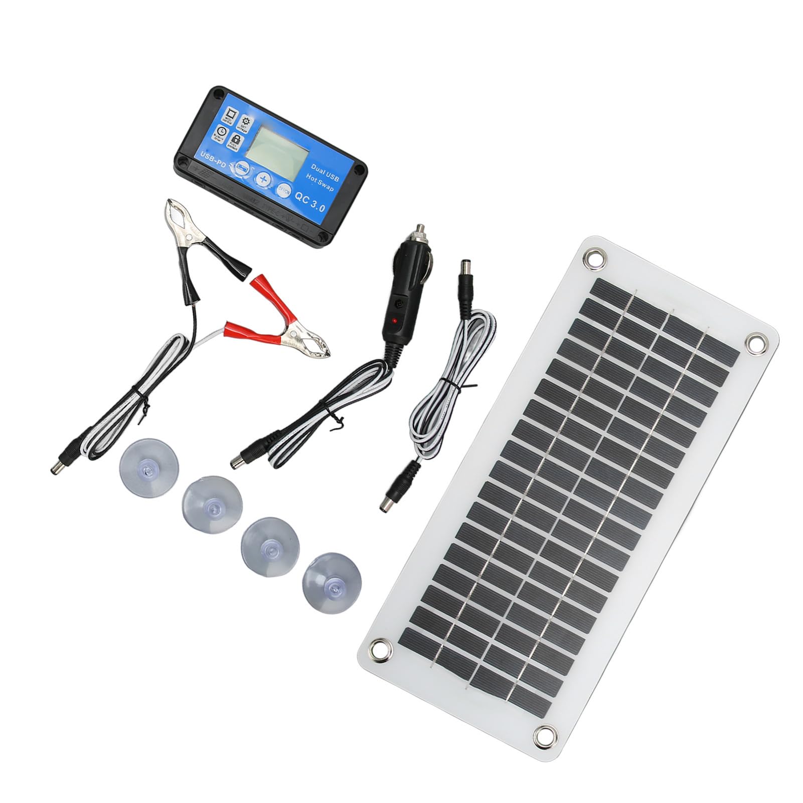 Kit Pannelli Solari 12V 30W per 12 Volt per Auto Camper, Pannello Solare Portatile con Controller per Case Barca Camper Batteria 12V e Qualsiasi Applicazione Off-grid