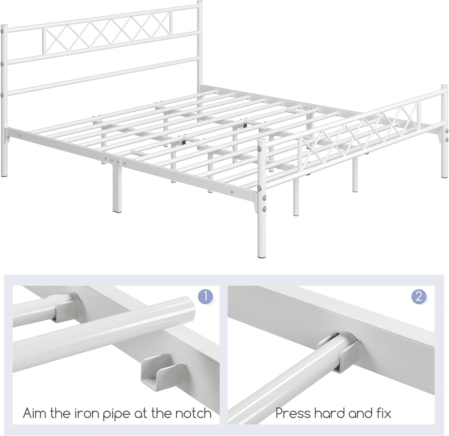 Assembly step: Aiming and fixing metal slats