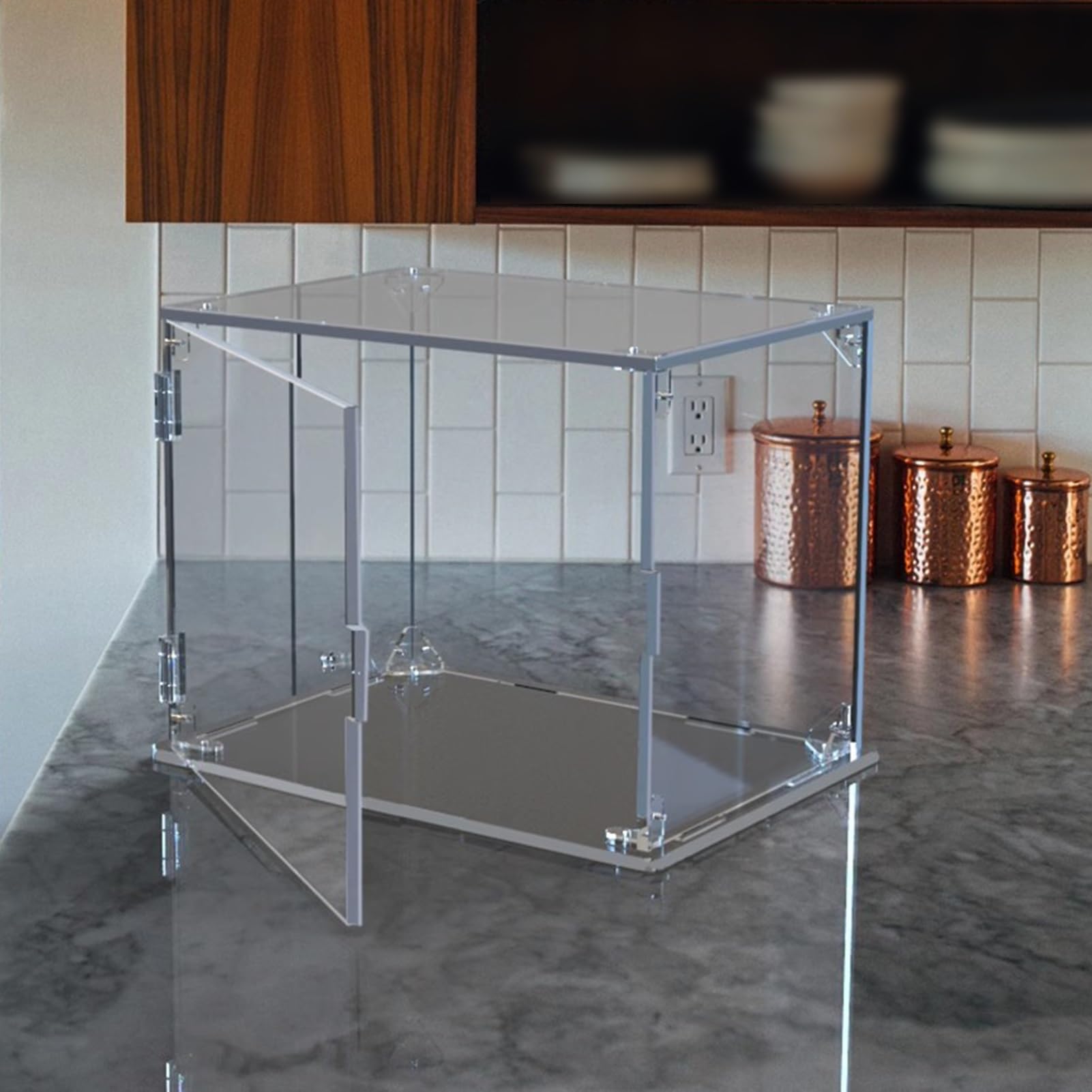 Vitrina acrílica, Vitrina acrílica con bisagra - Vitrina abatible para Figuras, muñecas y trofeos - Disponible en Anchos de 4 a 18 Pulgadas - Vitrina versátil (40x30x35cm)