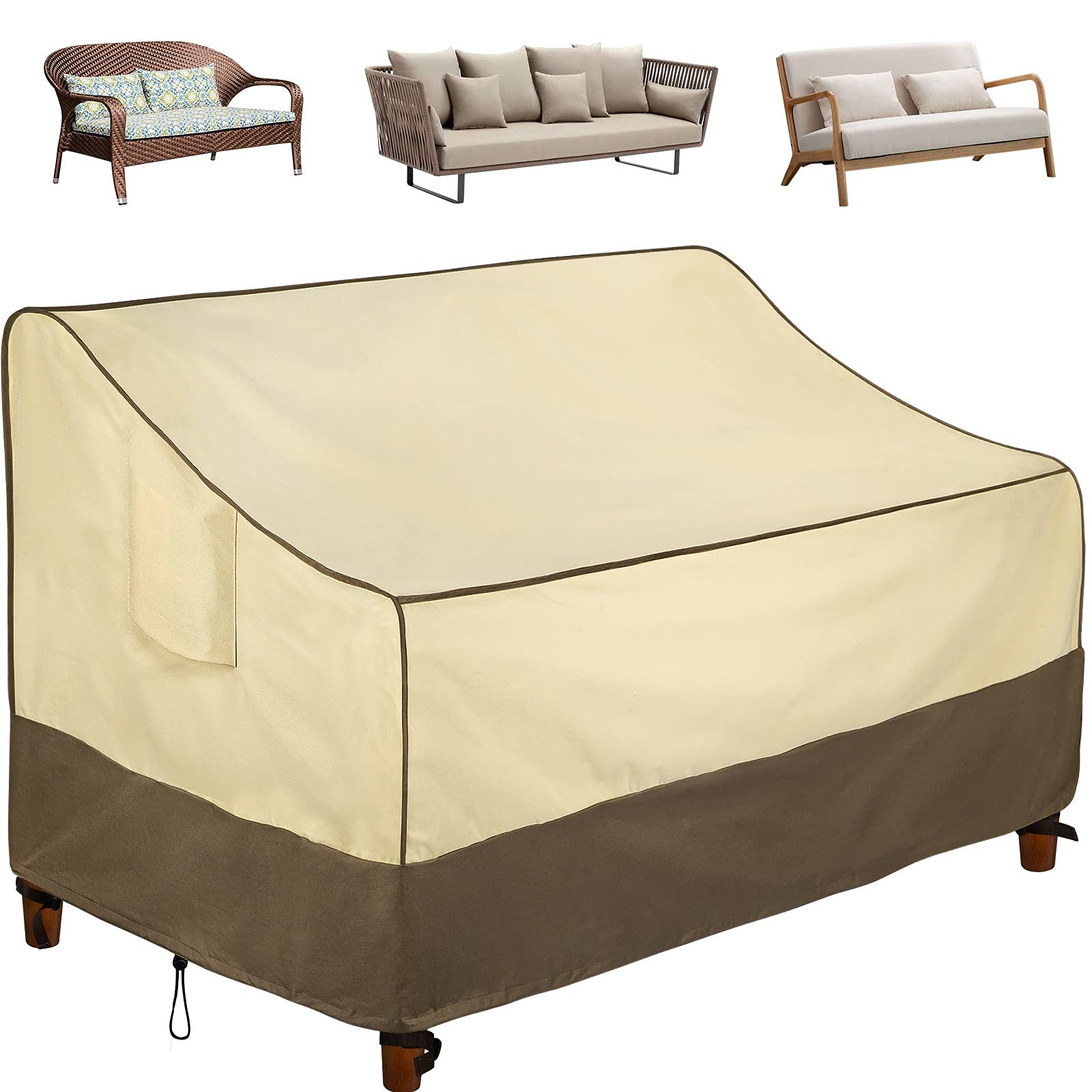 Asinking Heavy Duty Outdoor Sofa Cover, 100% Waterproof Outdoor Couch Cover, Weatherproof Lawn Patio Furniture Cover with ...