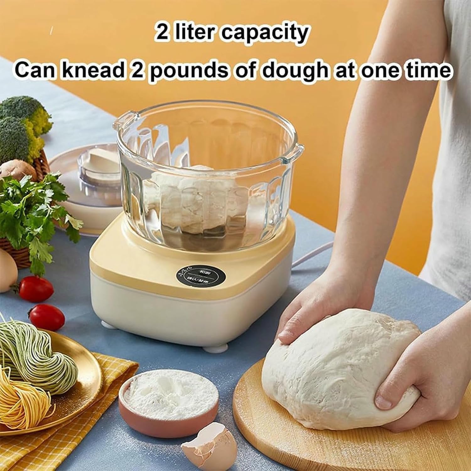 Electric Vertical Kitchen Mixer - Dough Kneading Machine for Baking and Cooking - Compact Desktop Bread Maker Tool