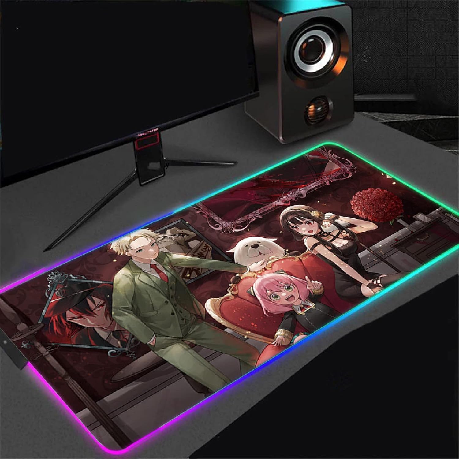 Amazon.co.jp ゲーミングマウスパッドアニメアーニャフォージャーかわいいベアボンドRGBラージゲーミングマウスパッドアニメガール